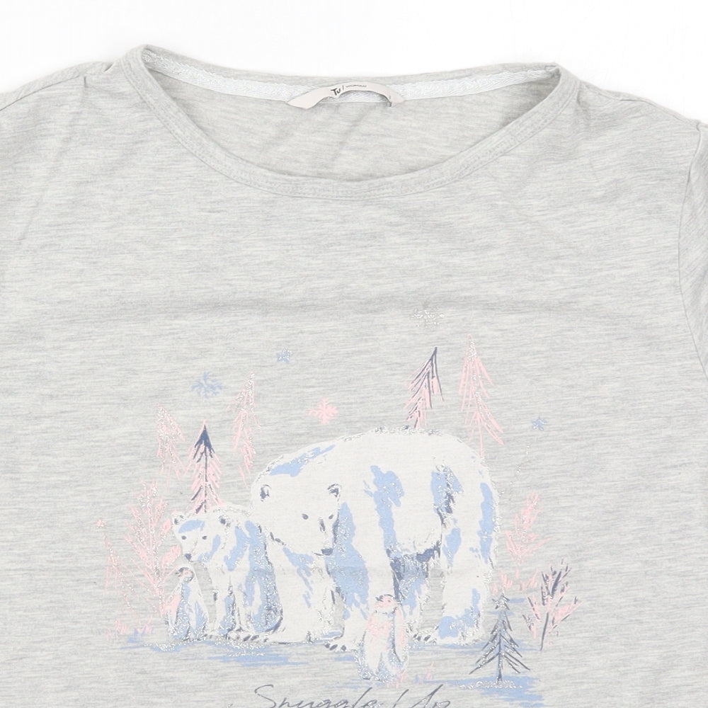 TU Womens Grey Solid  Top Pyjama Top Size S  - Polar Bear Snuggle Up