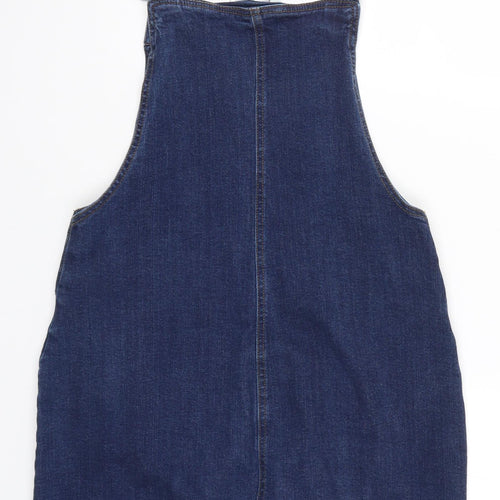 Red Herring Womens Blue Floral Denim Pinafore/Dungaree Dress  Size 10