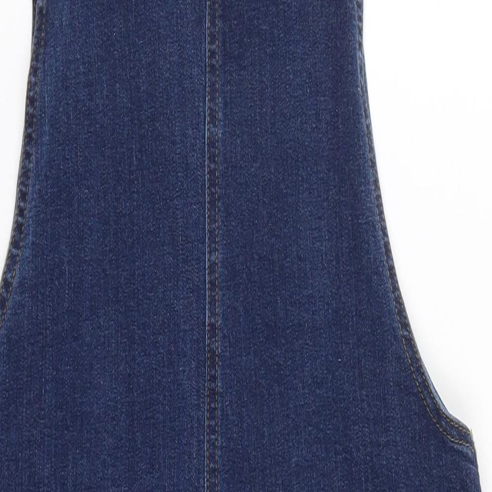 Red Herring Womens Blue Floral Denim Pinafore/Dungaree Dress  Size 10
