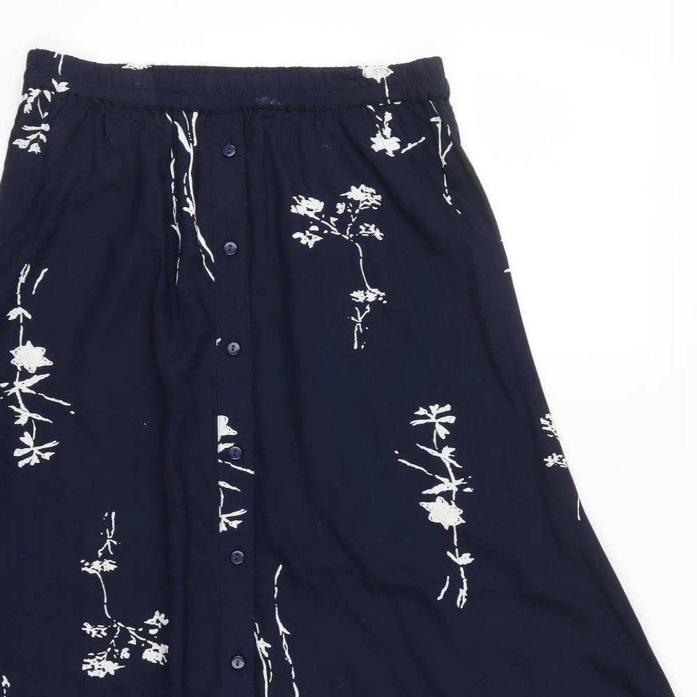 Preworn Womens Blue Floral  A-Line Skirt Size 12