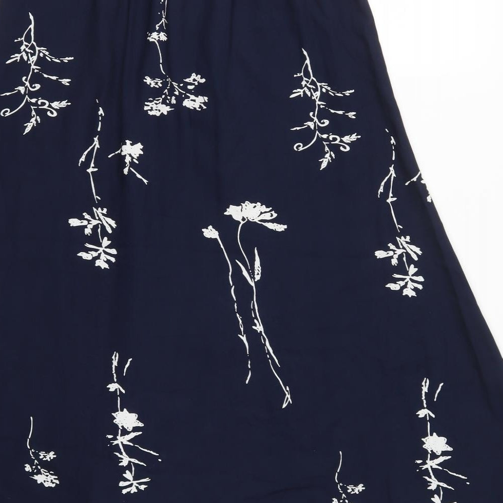 Preworn Womens Blue Floral  A-Line Skirt Size 12