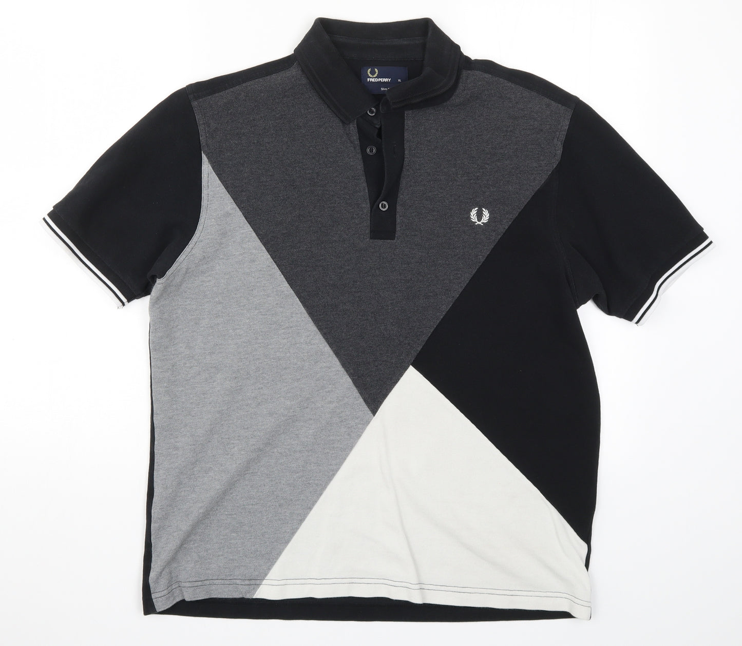 Fred Perry Mens Black Colourblock   Polo Size XL