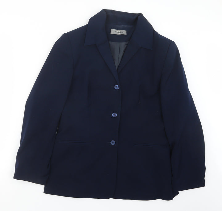 AMARANTO Womens Blue Jacket Size 14