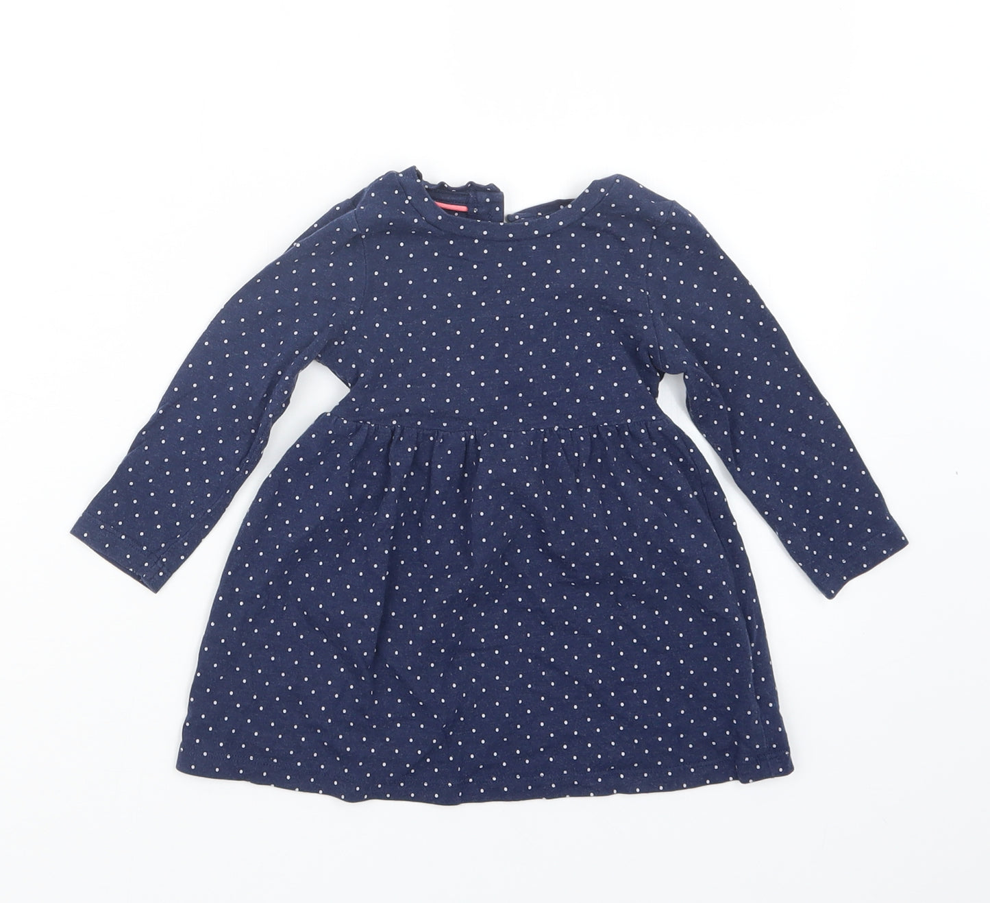 Mothercare Girls Blue Polka Dot  T-Shirt Dress  Size 6-9 Months