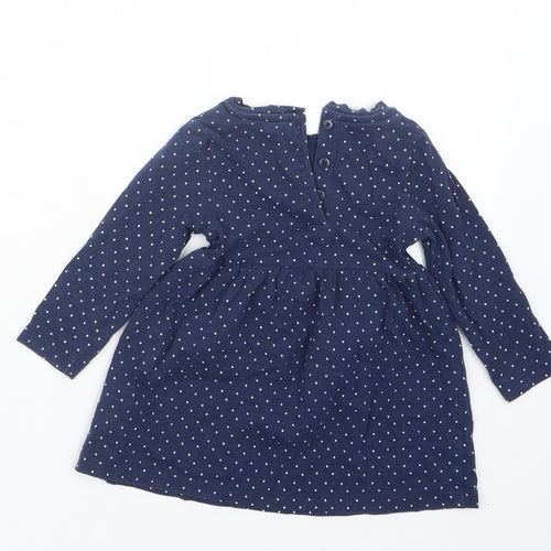 Mothercare Girls Blue Polka Dot  T-Shirt Dress  Size 6-9 Months