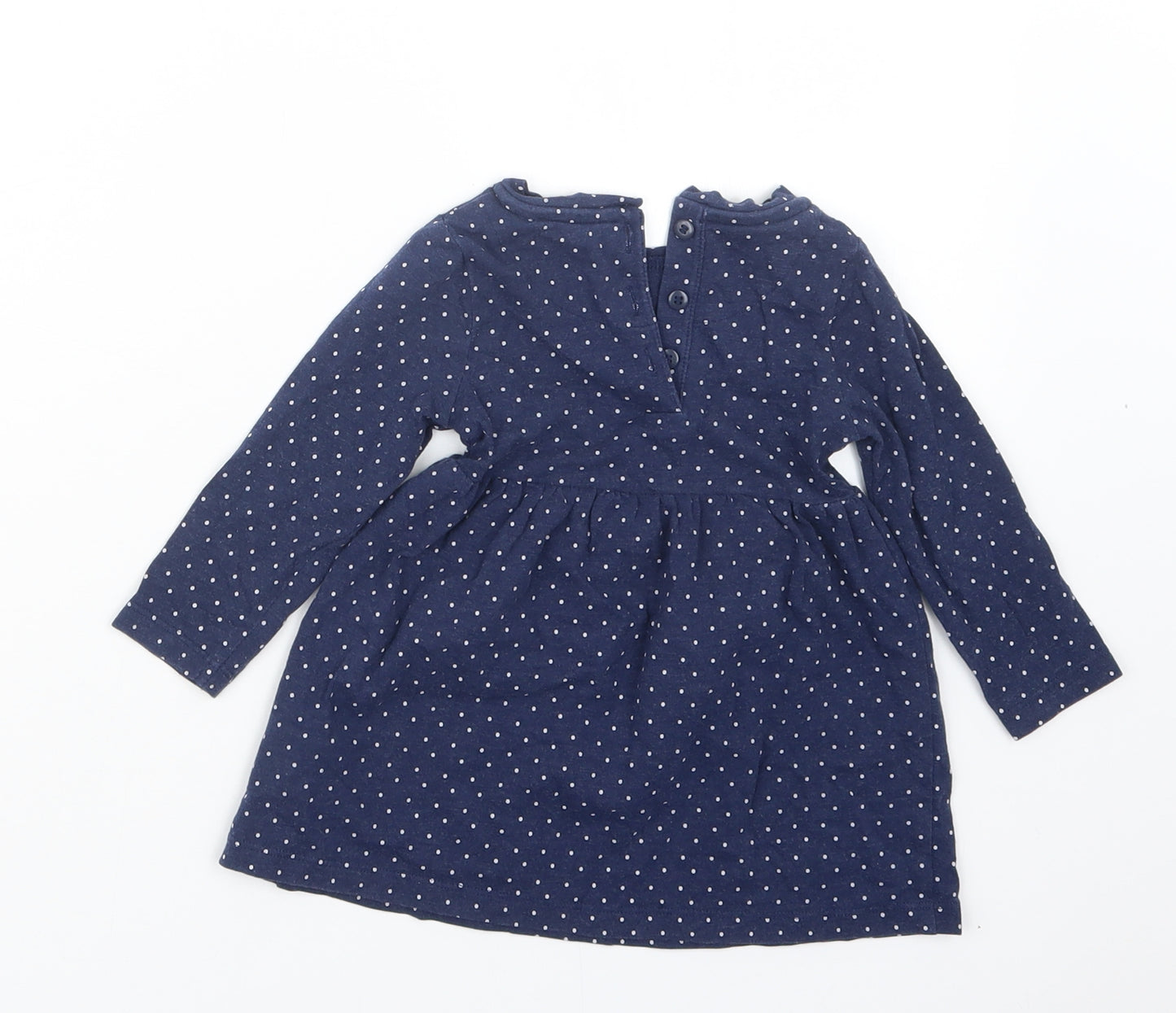 Mothercare Girls Blue Polka Dot  T-Shirt Dress  Size 6-9 Months
