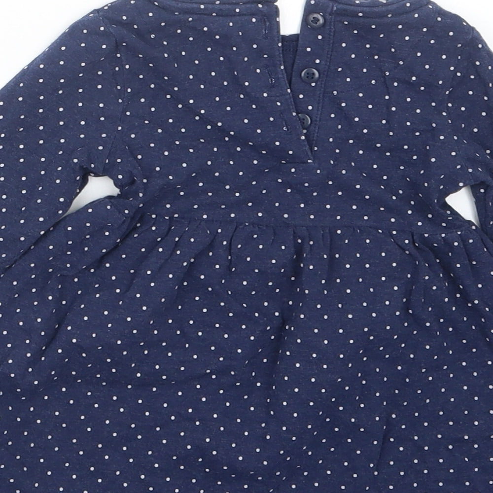 Mothercare Girls Blue Polka Dot  T-Shirt Dress  Size 6-9 Months