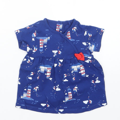 TU Girls Blue Geometric  Basic T-Shirt Size 6-9 Months