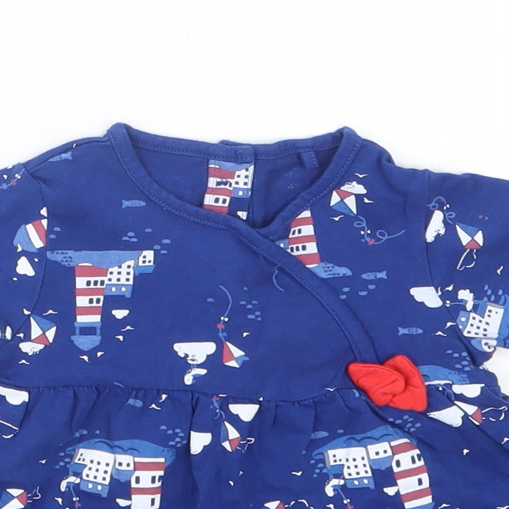 TU Girls Blue Geometric  Basic T-Shirt Size 6-9 Months