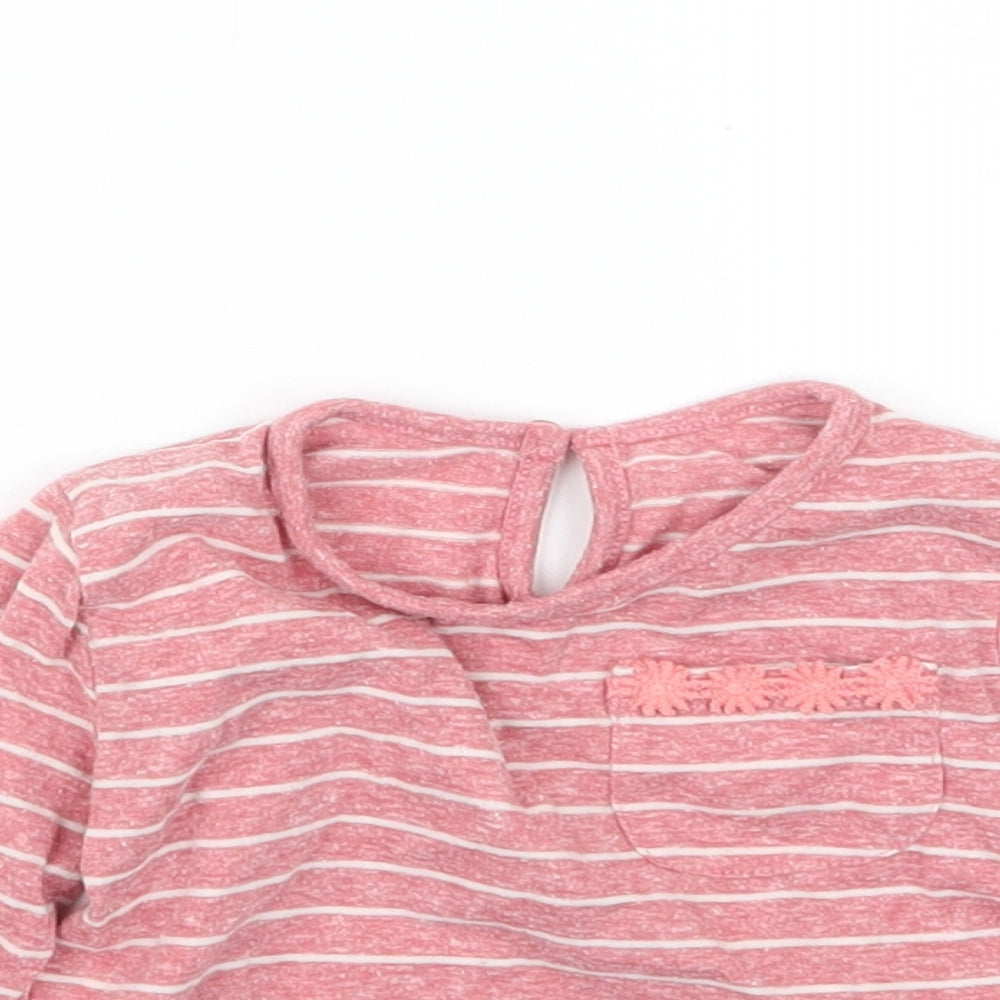 Matalan Girls Red Striped  Basic T-Shirt Size 9-12 Months