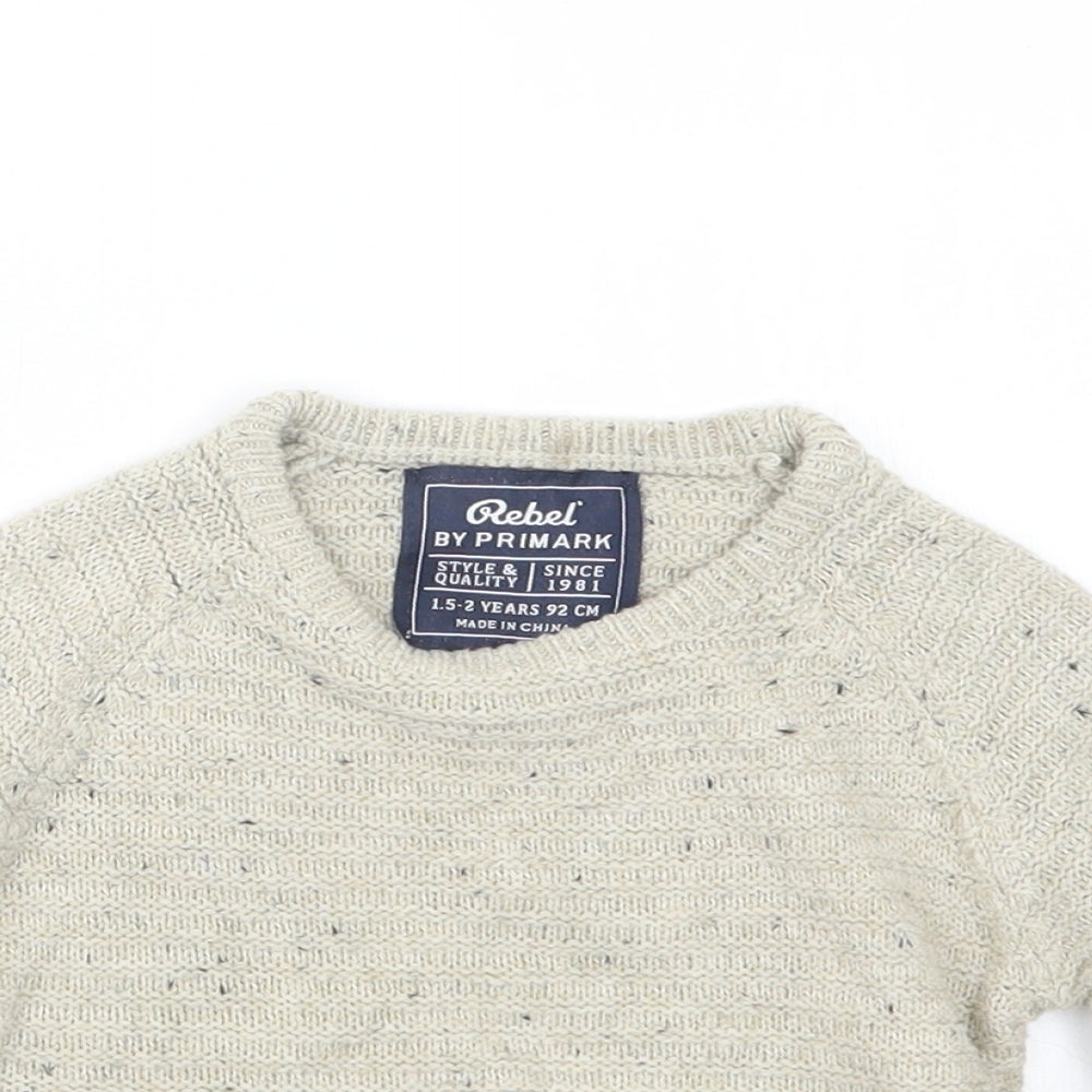Rebel Boys Beige  Knit Pullover Jumper Size 18-24 Months