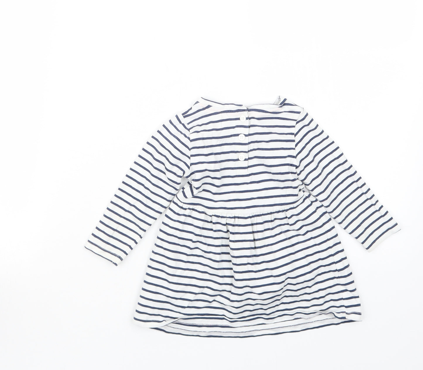 Mothercare Girls Blue Striped  T-Shirt Dress  Size 6-9 Months