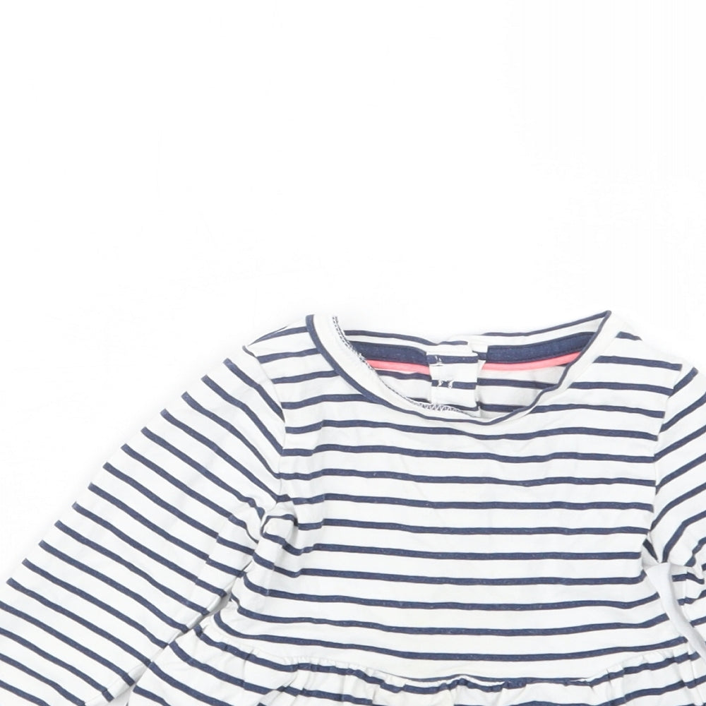 Mothercare Girls Blue Striped  T-Shirt Dress  Size 6-9 Months