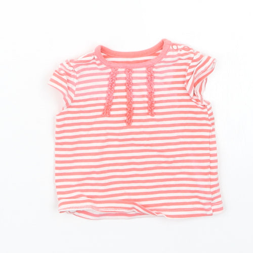 Mothercare Girls Red Striped  Basic T-Shirt Size Newborn