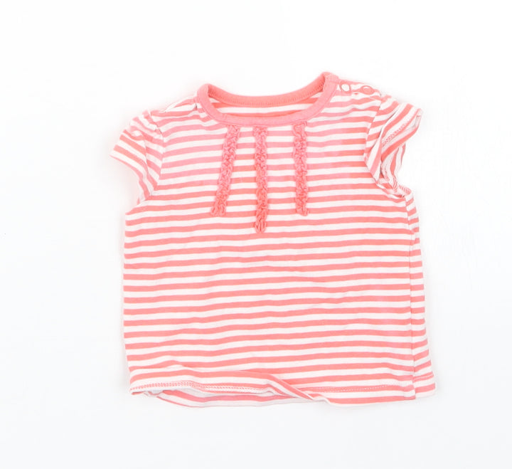 Mothercare Girls Red Striped Basic T-Shirt Size Newborn
