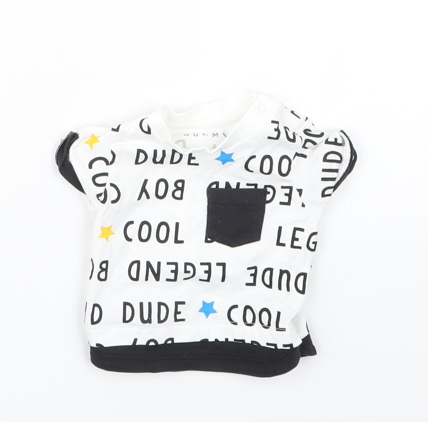 Nutmeg Boys White Geometric  Basic T-Shirt Size Newborn