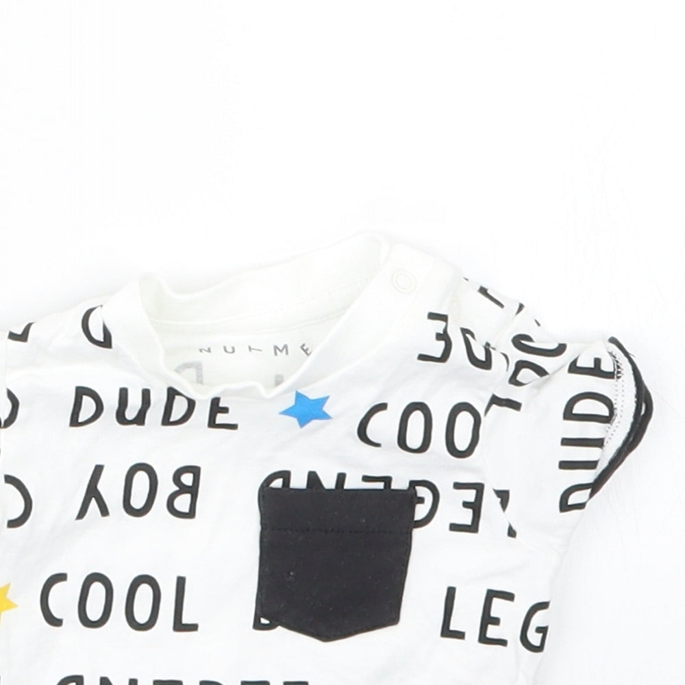 Nutmeg Boys White Geometric  Basic T-Shirt Size Newborn
