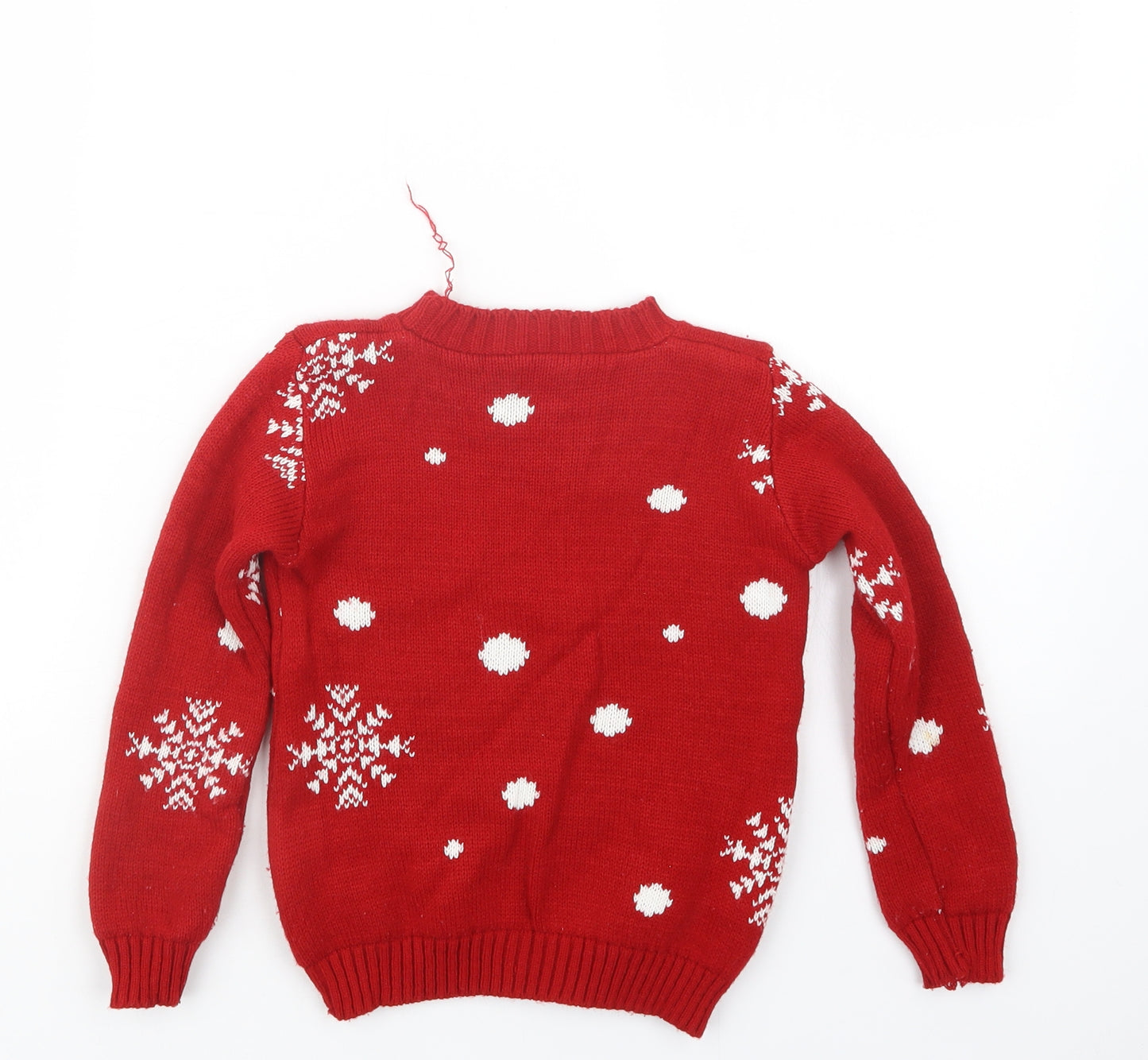 Preworn Girls Red  Knit Pullover Jumper Size 3-4 Years  - Olaf