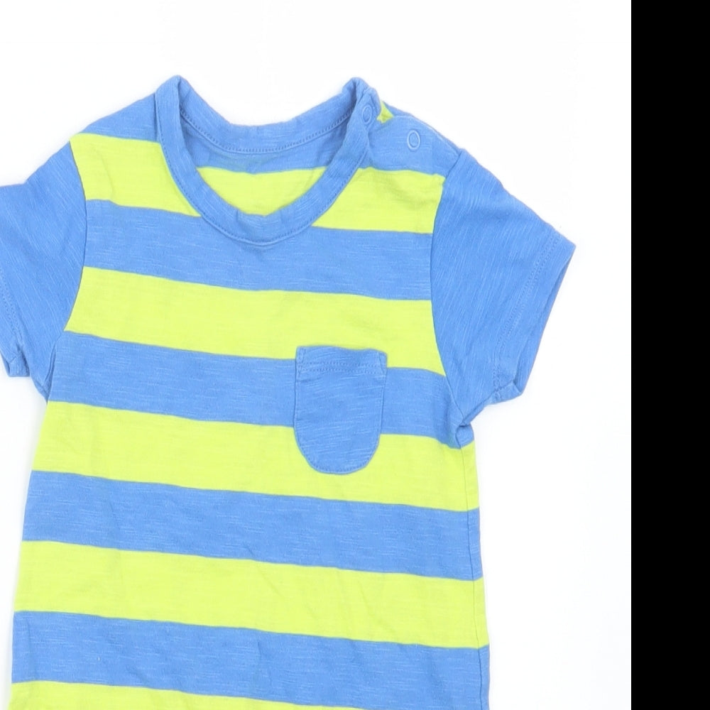 Mothercare Boys Blue Striped  Coverall Outfit/Set Size 9-12 Months