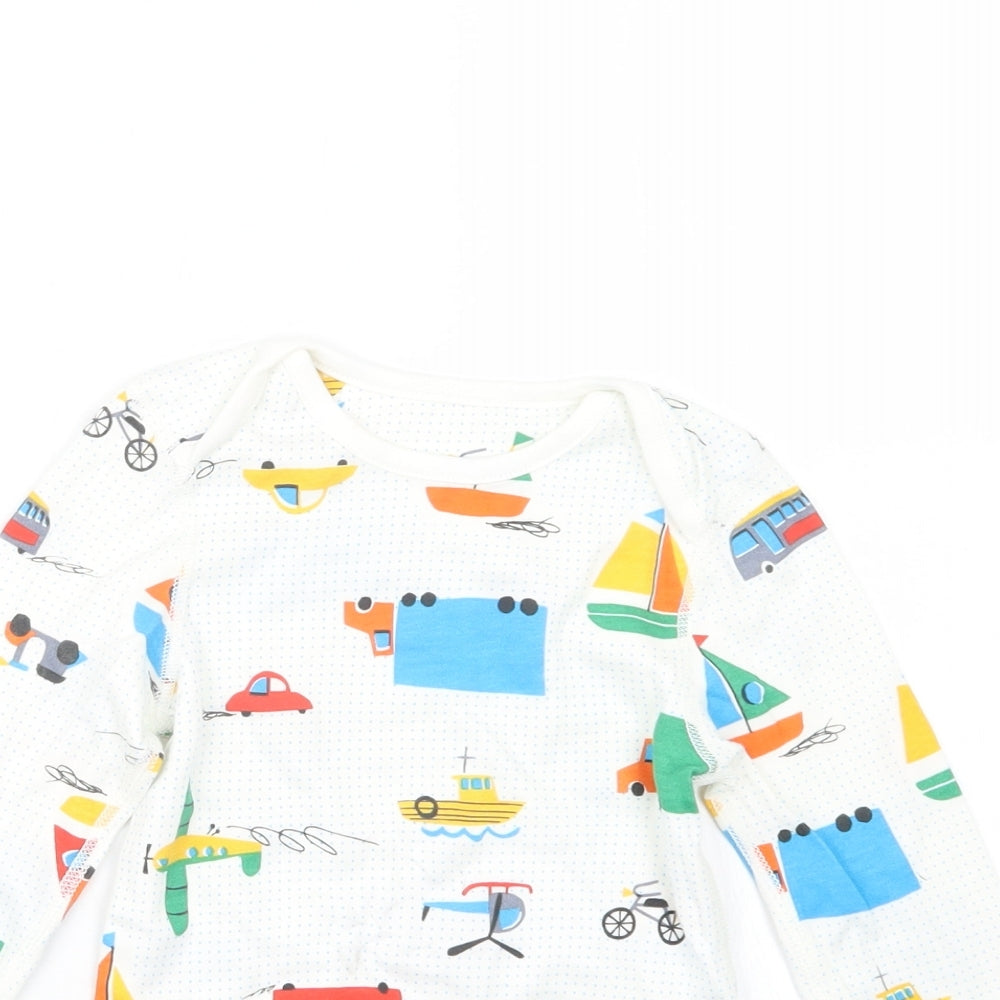 Marks and Spencer Boys White Geometric  Basic T-Shirt Size 2-3 Years