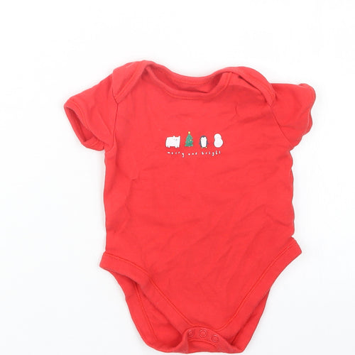 George Baby Red   Babygrow One-Piece Size 6-9 Months  - Christmas