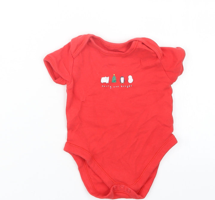 George Baby Red   Babygrow One-Piece Size 6-9 Months  - Christmas