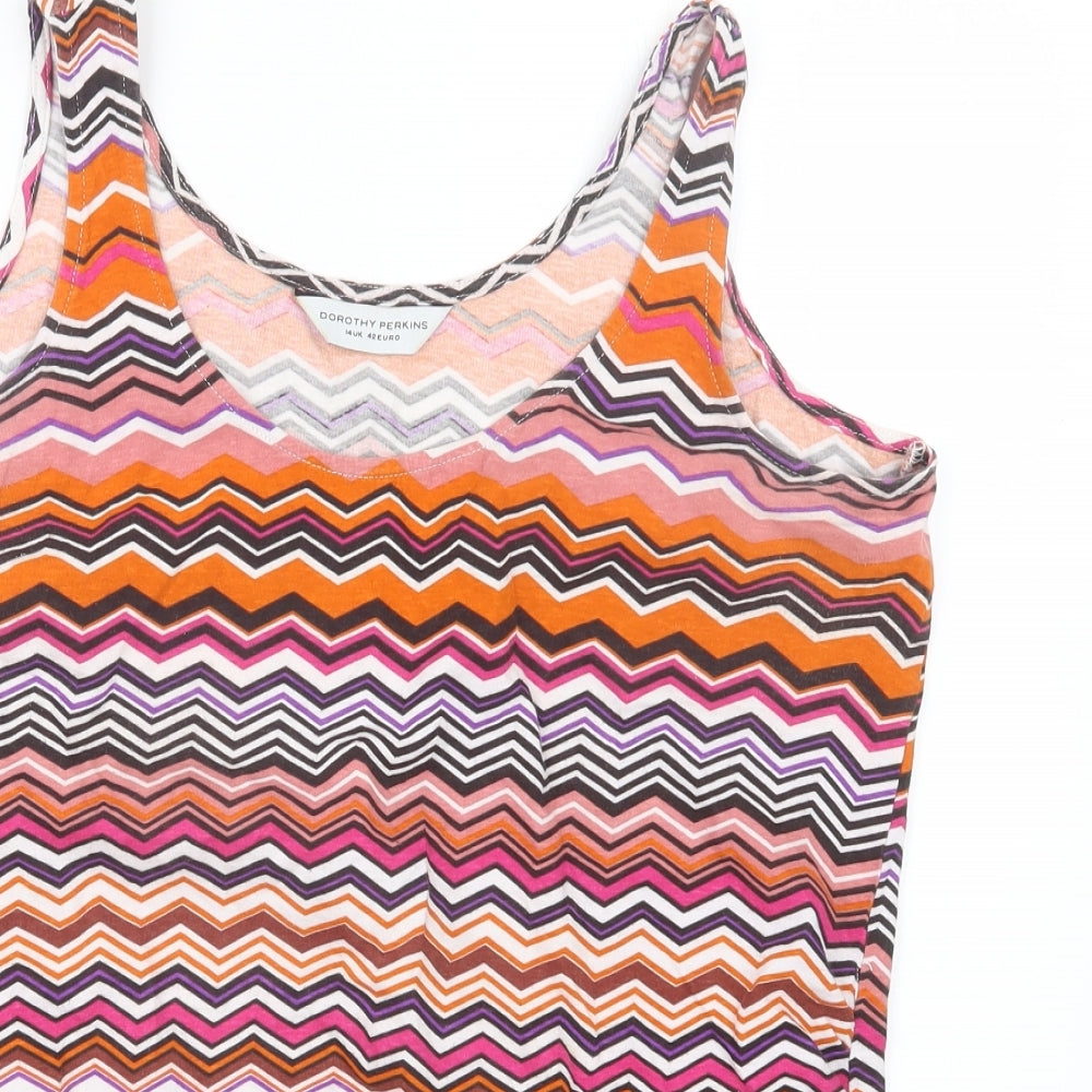 Dorothy Perkins Womens Orange Geometric  Basic Tank Size 14