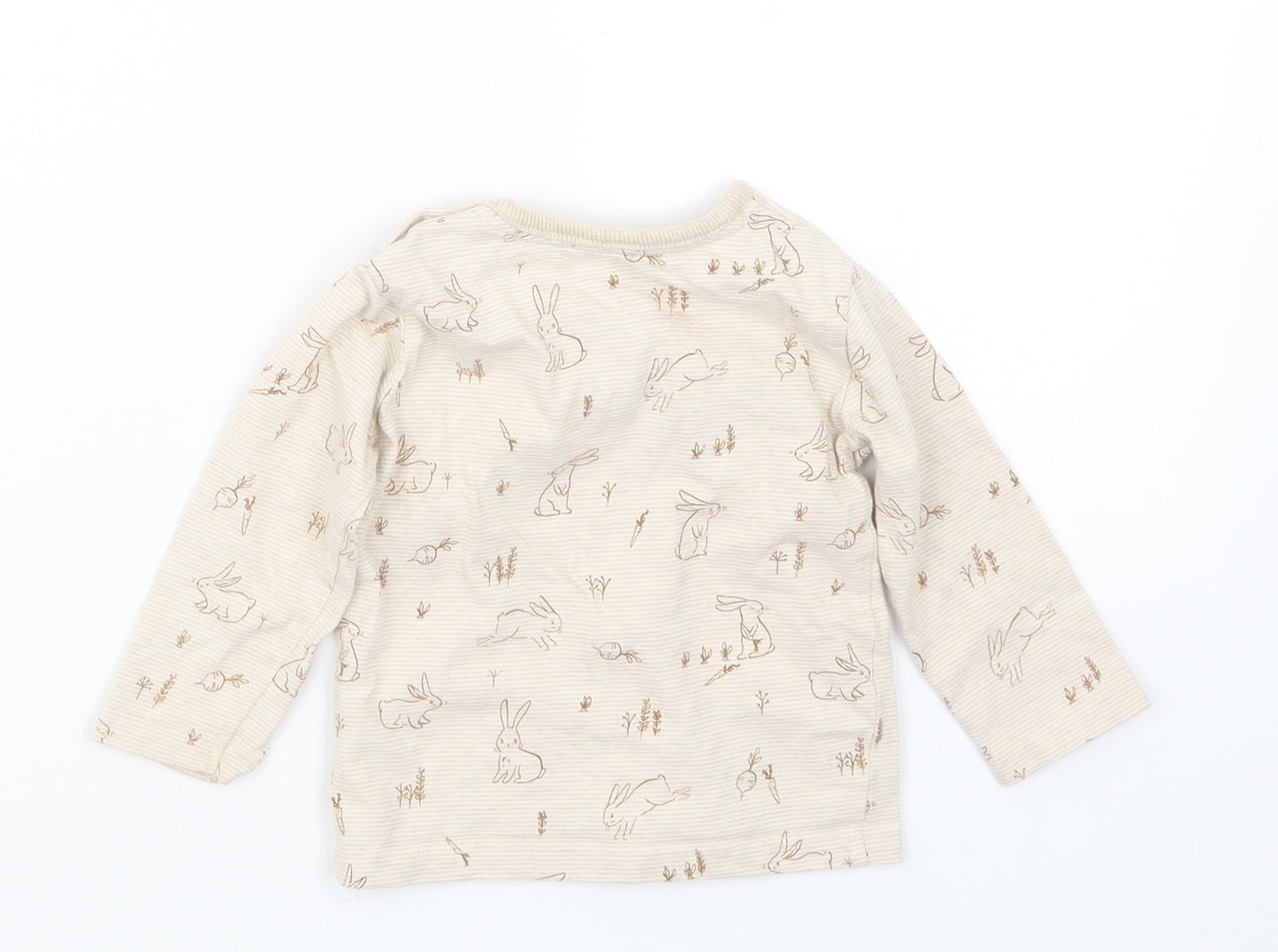 George Girls Beige Geometric  Basic T-Shirt Size 6-9 Months