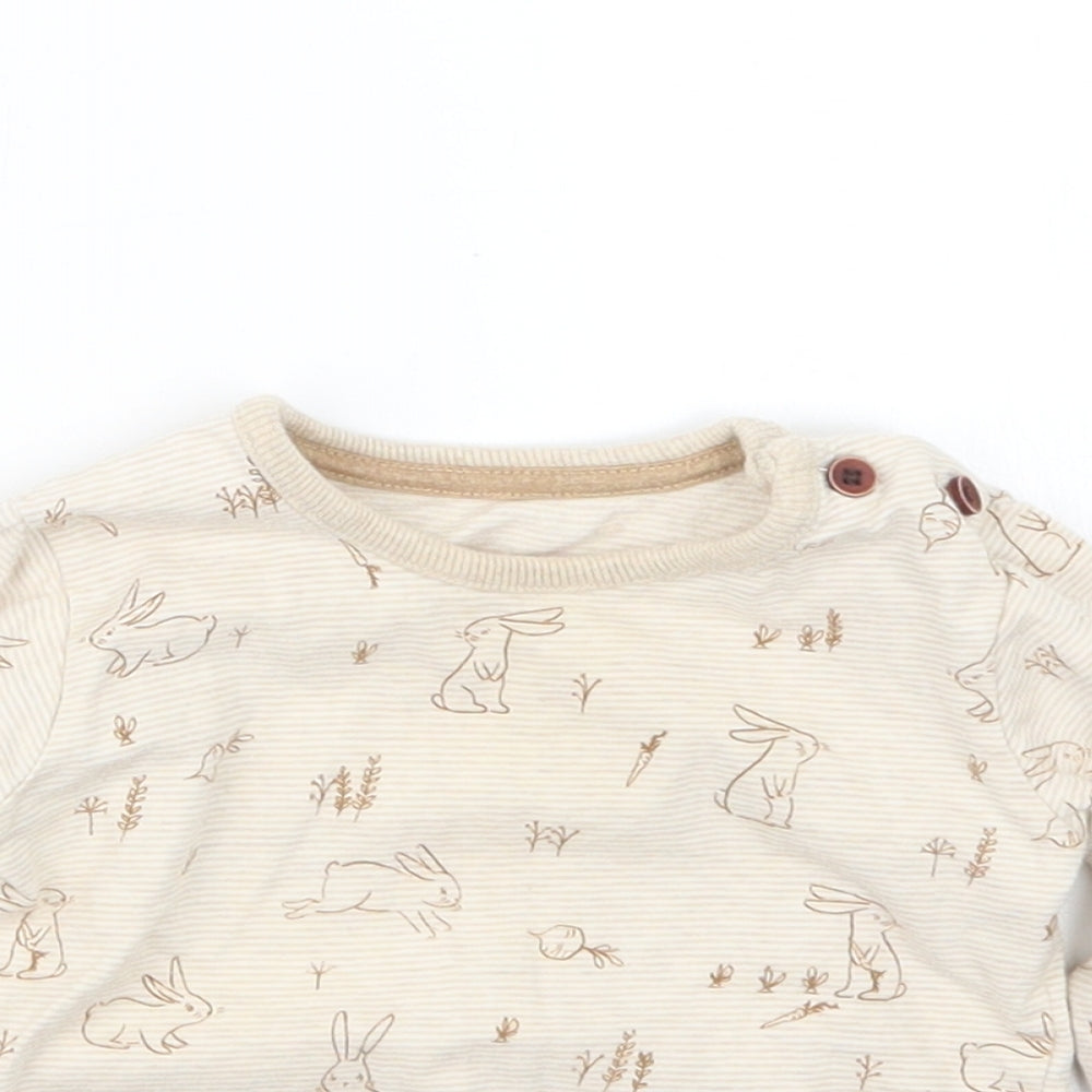 George Girls Beige Geometric  Basic T-Shirt Size 6-9 Months