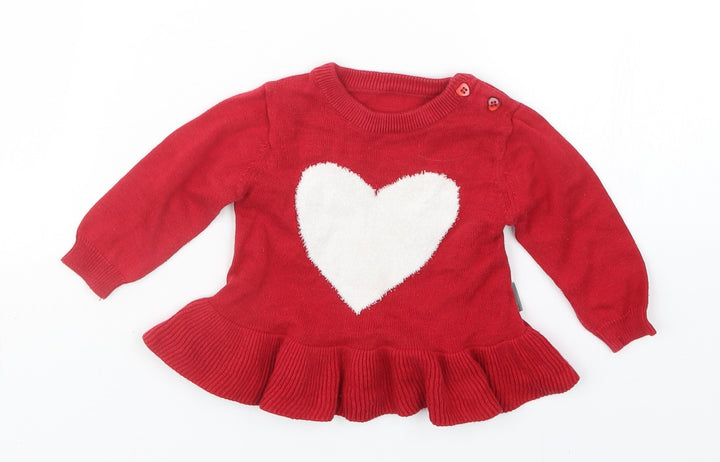 Nutmeg Girls Red  Knit Pullover Jumper Size 3-6 Months
