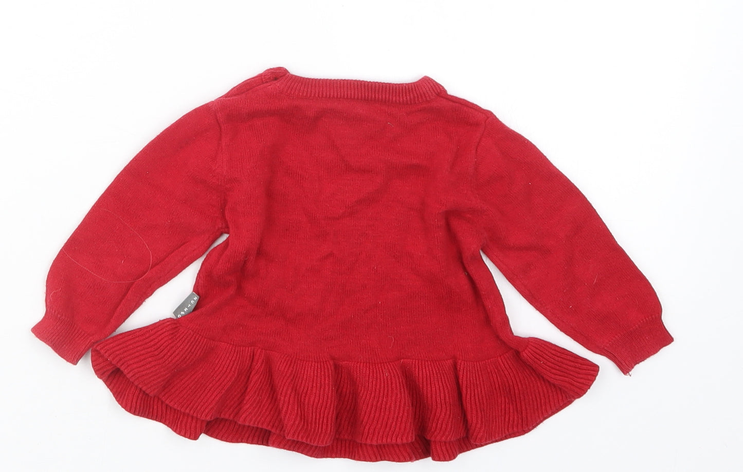 Nutmeg Girls Red  Knit Pullover Jumper Size 3-6 Months