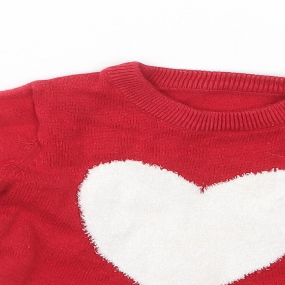 Nutmeg Girls Red  Knit Pullover Jumper Size 3-6 Months