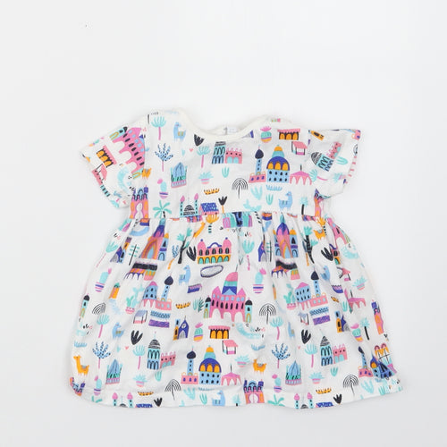 Blue Zoo Girls White Geometric  T-Shirt Dress  Size 3-6 Months