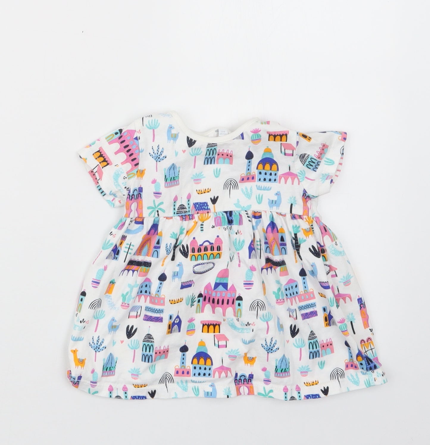 Blue Zoo Girls White Geometric  T-Shirt Dress  Size 3-6 Months