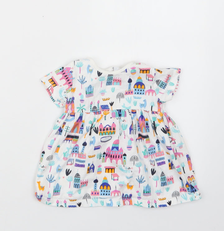 Blue Zoo Girls White Geometric  T-Shirt Dress  Size 3-6 Months