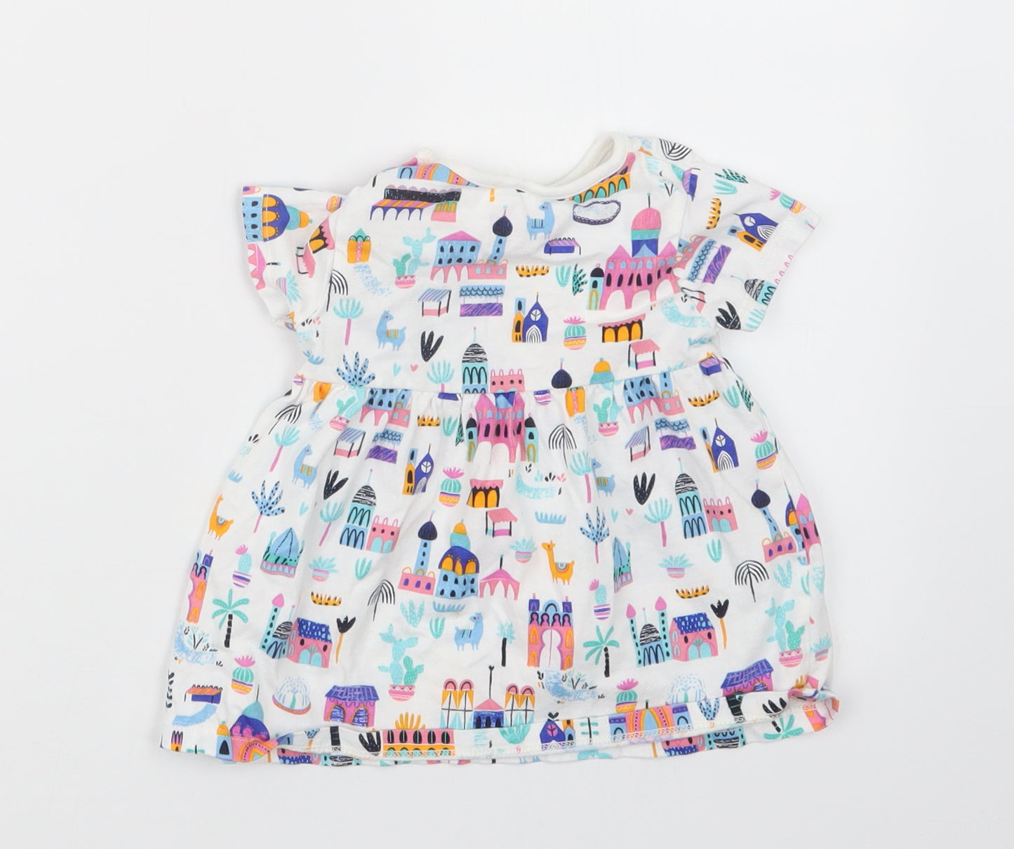 Blue Zoo Girls White Geometric  T-Shirt Dress  Size 3-6 Months