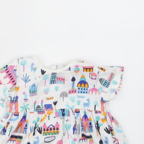 Blue Zoo Girls White Geometric  T-Shirt Dress  Size 3-6 Months