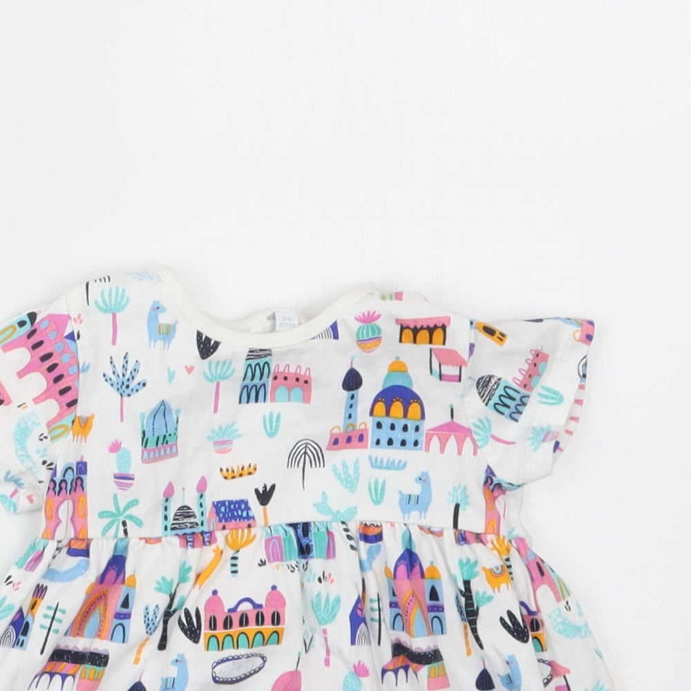 Blue Zoo Girls White Geometric  T-Shirt Dress  Size 3-6 Months