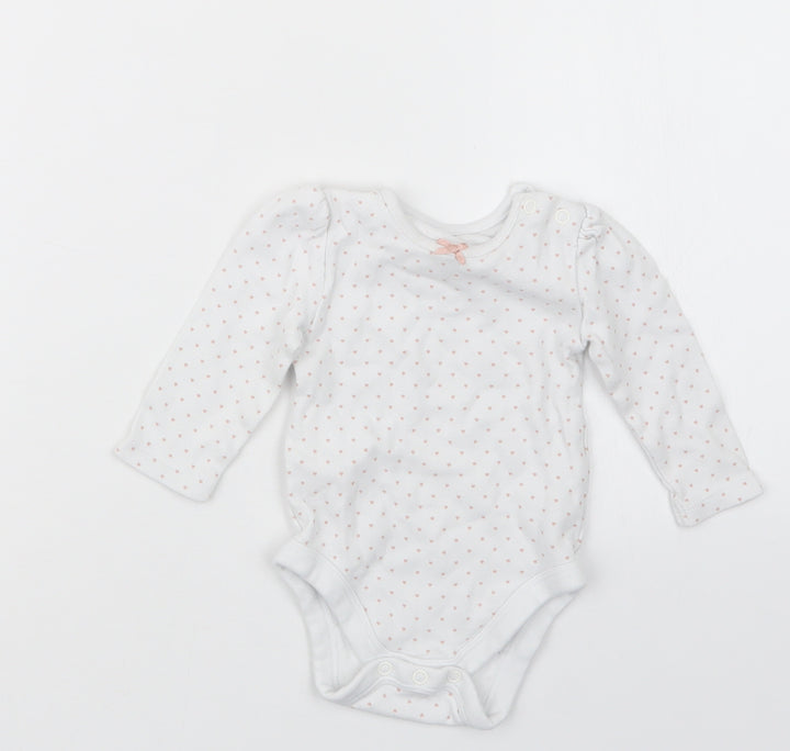George Girls White Polka Dot  Babygrow One-Piece Size 6-9 Months