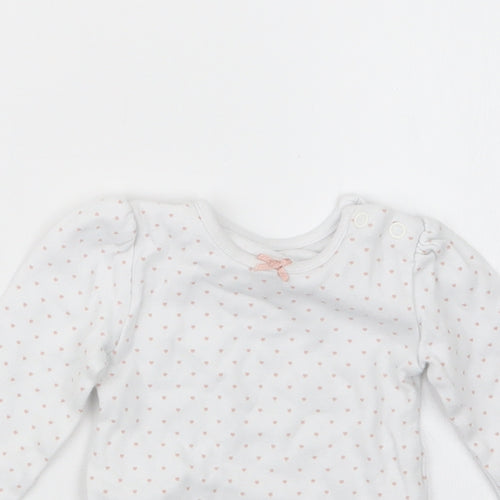 George Girls White Polka Dot  Babygrow One-Piece Size 6-9 Months