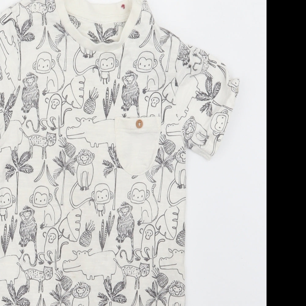 Marks and Spencer Boys White Geometric  Basic Casual Size 2-3 Years