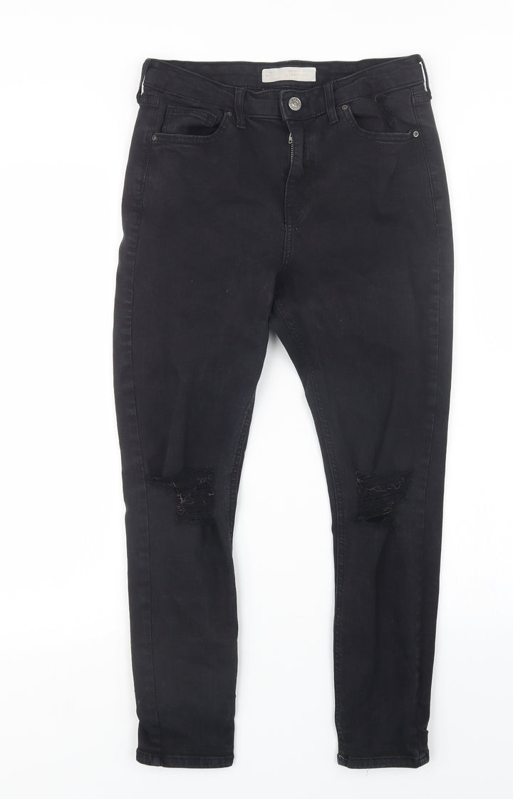 Topshop Womens Black Denim Straight Jeans Size 27 in L24 in