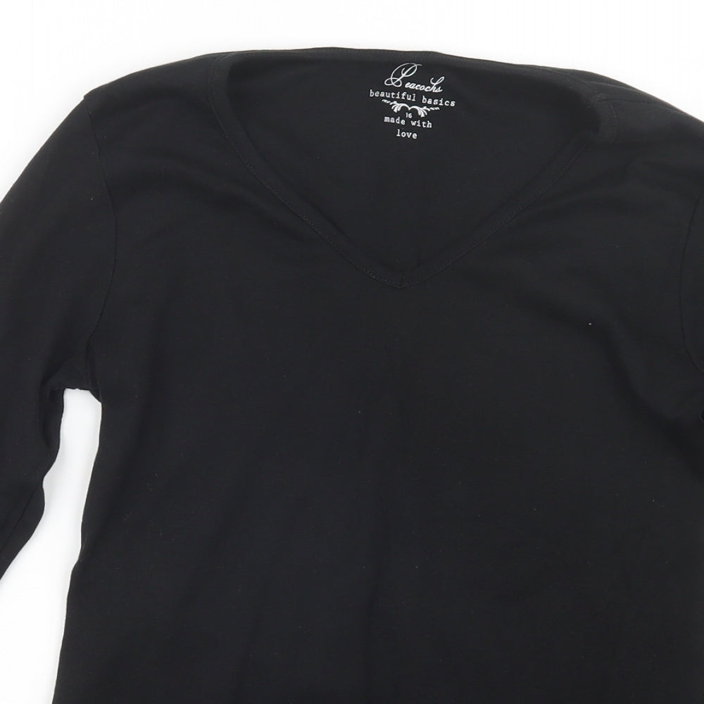 Peacocks Womens Black   Basic T-Shirt Size 16