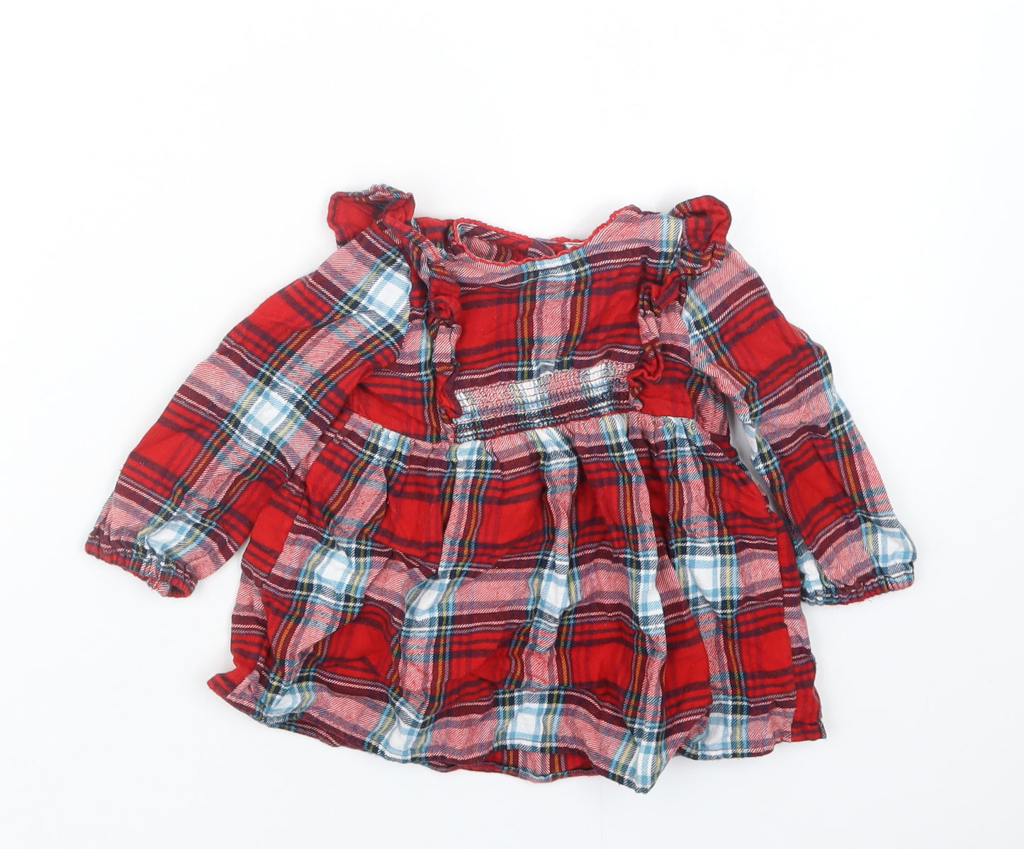TU Girls Red Check  Basic Button-Up Size 9-12 Months