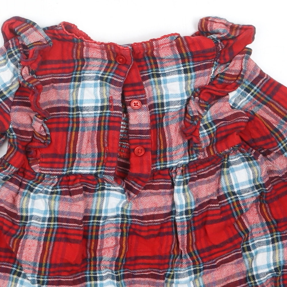 TU Girls Red Check  Basic Button-Up Size 9-12 Months