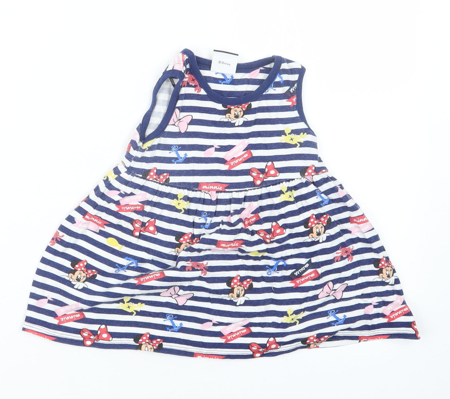George Girls Blue Geometric  T-Shirt Dress  Size 18-24 Months  - Minnie Mouse