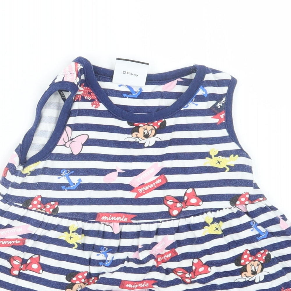 George Girls Blue Geometric  T-Shirt Dress  Size 18-24 Months  - Minnie Mouse