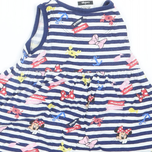 George Girls Blue Geometric  T-Shirt Dress  Size 18-24 Months  - Minnie Mouse