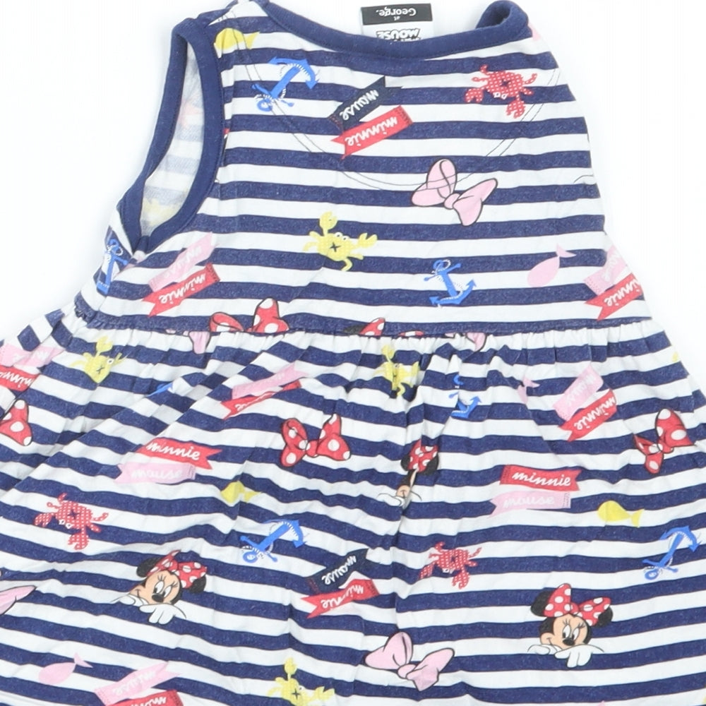 George Girls Blue Geometric  T-Shirt Dress  Size 18-24 Months  - Minnie Mouse