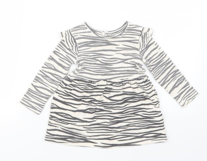 Primark Girls Beige Animal Print T-Shirt Dress Size 12-18 Months